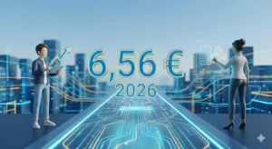 Grafički prikaz minimalne studentske satnice 2026 koja iznosi 6,56 eura za studente i poslodavce u Hrvatskoj.