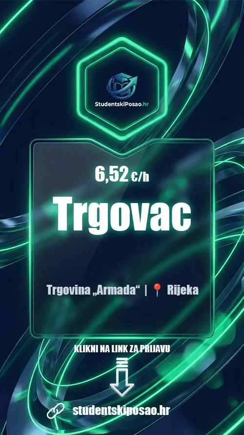 Primjer tamnog Instagram Story oglasa za studentski posao