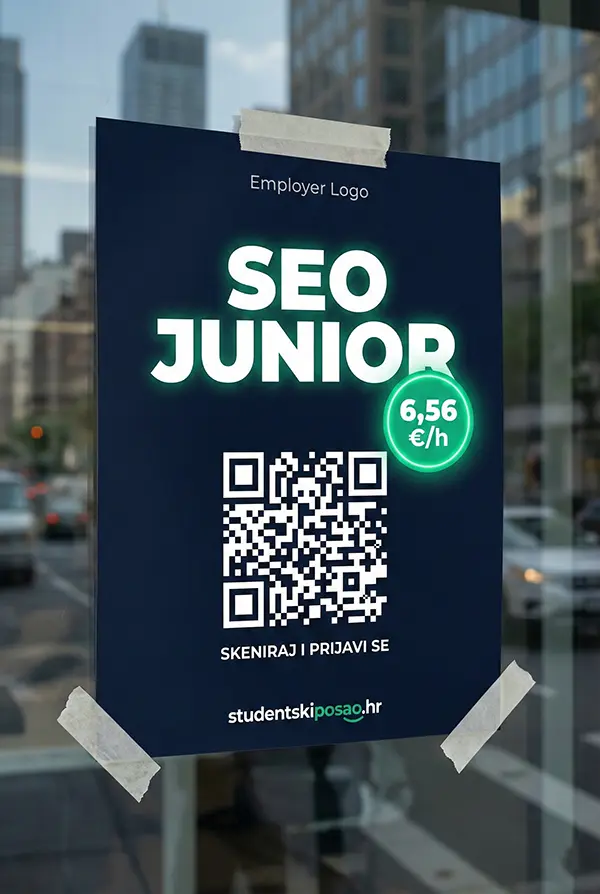 Moderni tamni QR letak za studentske poslove u uredima